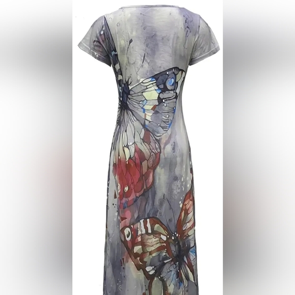 BUTTERFLY DRESS WITH SHORT SLEEVES. - Picture 3 of 3